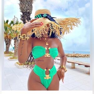 PrettyLittleThing Green Bandeau Bikini Set